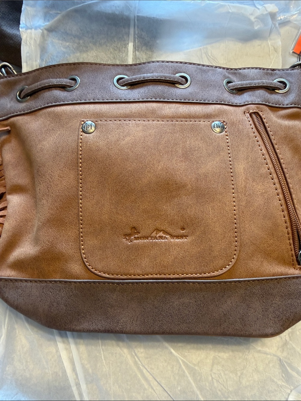 MONTANA WEST AZTEC FRINGE BUCKET BAG - Picture 9 of 13